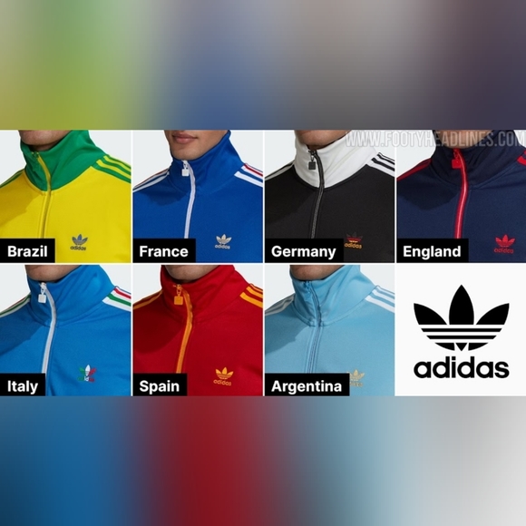 Adidas Originals Beckenbauer FB Nations 3pc Tracksuit (Jacket Pants Tee) Men's - Picture 5 of 15